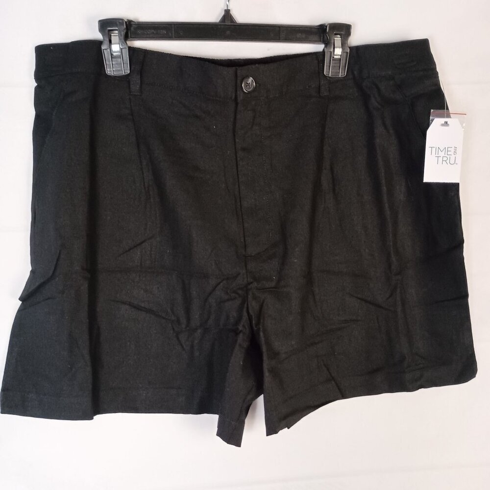 Time and Tru Black Linen Blend Shorts XL Ultra High Rise 5" NWT